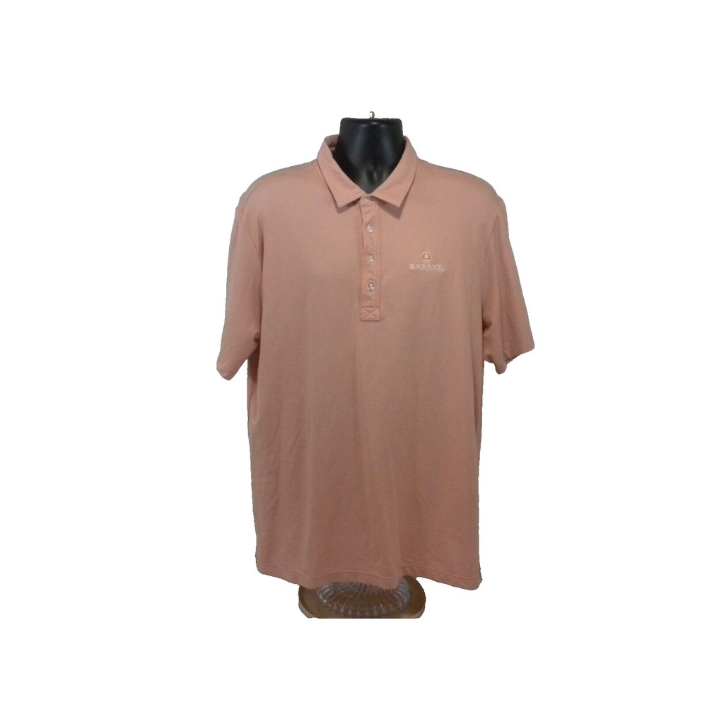Travis Mathew Polo Shirt Mens XL Salmon Pink‎ Golf Performance Black Rock Course